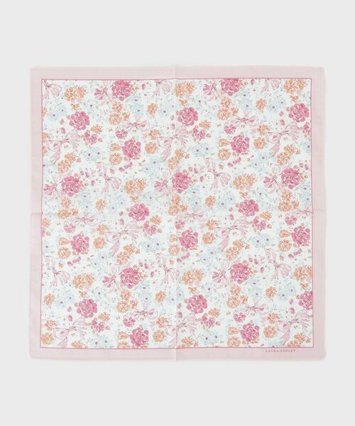 LAURA ASHLEY / ローラ アシュレイ ハンカチ | 大リボン＆お花 プリントハンカチ（ピンク(171)）