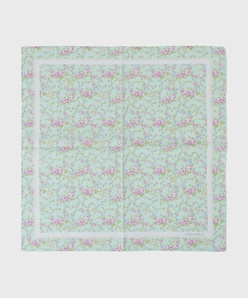 LAURA ASHLEY / ローラ アシュレイ ハンカチ | 小リボン＆お花 プリントハンカチ（ミントグリーン(121)）