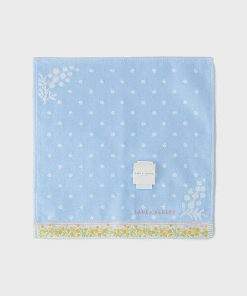 LAURA ASHLEY / ローラ アシュレイ ハンカチ | 【WEB限定／お配りギフトにおすすめ！／ラッピング資材付き】ミモザドットタオルハンカチ 青 5枚セット | 詳細2