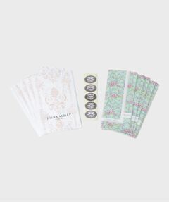 LAURA ASHLEY / ローラ アシュレイ ハンカチ | 【WEB限定／お配りギフトにおすすめ！／ラッピング資材付き】小リボン＆お花 プリントハンカチ ミント 5枚セット