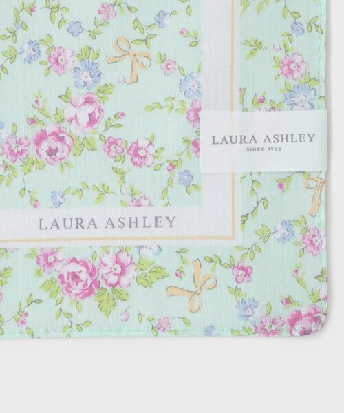 LAURA ASHLEY / ローラ アシュレイ ハンカチ | 【WEB限定／お配りギフトにおすすめ！／ラッピング資材付き】小リボン＆お花 プリントハンカチ ミント 5枚セット | 詳細5