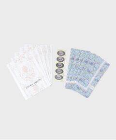 LAURA ASHLEY / ローラ アシュレイ ハンカチ | 【WEB限定／お配りギフトにおすすめ！／ラッピング資材付き】小リボン＆お花 プリントハンカチ 青 5枚セット