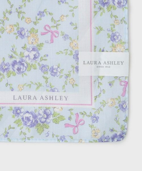 LAURA ASHLEY / ローラ アシュレイ ハンカチ | 【WEB限定／お配りギフトにおすすめ！／ラッピング資材付き】小リボン＆お花 プリントハンカチ 青 5枚セット | 詳細5