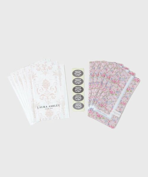 LAURA ASHLEY / ローラ アシュレイ ハンカチ | 【WEB限定／お配りギフトにおすすめ！／ラッピング資材付き】小リボン＆お花 プリントハンカチ ピンク 5枚セット | 詳細1