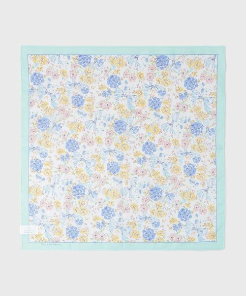 LAURA ASHLEY / ローラ アシュレイ ハンカチ | 【WEB限定／お配りギフトにおすすめ！／ラッピング資材付き】大リボン＆お花 プリントハンカチ ミント 5枚セット | 詳細3