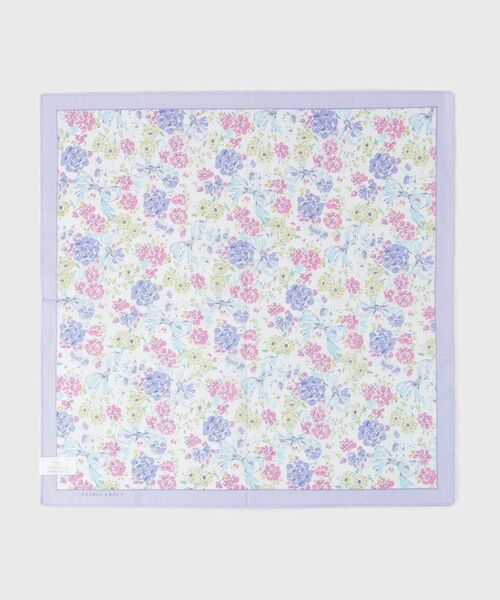 LAURA ASHLEY / ローラ アシュレイ ハンカチ | 【WEB限定／お配りギフトにおすすめ！／ラッピング資材付き】大リボン＆お花 プリントハンカチ 紫 5枚セット | 詳細3