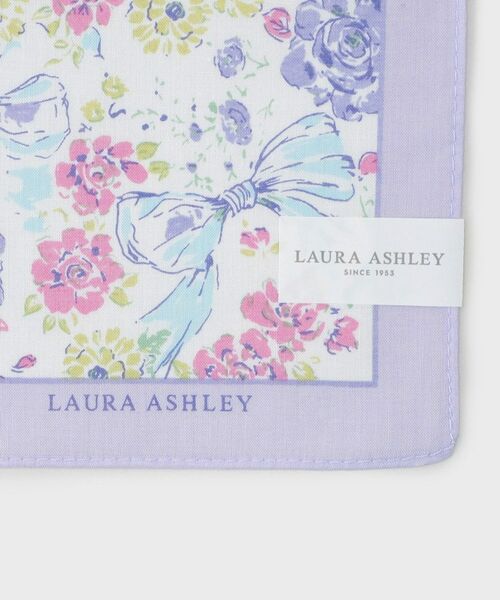 LAURA ASHLEY / ローラ アシュレイ ハンカチ | 【WEB限定／お配りギフトにおすすめ！／ラッピング資材付き】大リボン＆お花 プリントハンカチ 紫 5枚セット | 詳細5