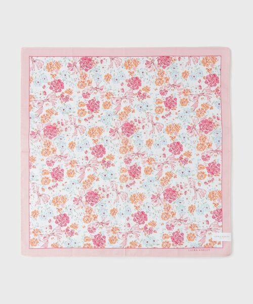 LAURA ASHLEY / ローラ アシュレイ ハンカチ | 【WEB限定／お配りギフトにおすすめ！／ラッピング資材付き】大リボン＆お花 プリントハンカチ ピンク 5枚セット | 詳細2