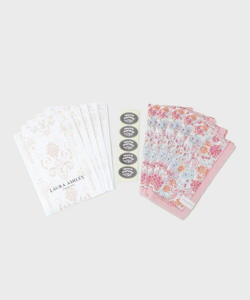 LAURA ASHLEY / ローラ アシュレイ ハンカチ | 【WEB限定／お配りギフトにおすすめ！／ラッピング資材付き】大リボン＆お花 プリントハンカチ ピンク 5枚セット（ピンク(171)）