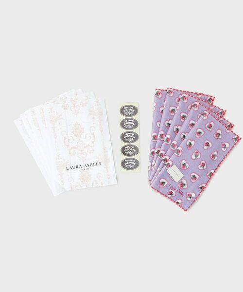 LAURA ASHLEY / ローラ アシュレイ ハンカチ | 【WEB限定／お配りギフトにおすすめ！／ラッピング資材付き】オデッサラヴハーツ柄プリントタオルハンカチ 5枚セット | 詳細1