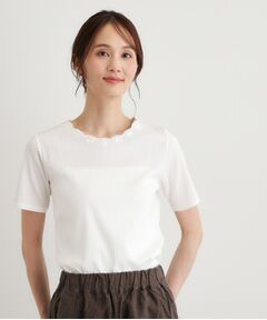 LAURA ASHLEY / ローラ アシュレイ カットソー | 【日本製／コットン100％】スカラップ刺繍カットソー