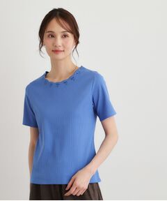 LAURA ASHLEY / ローラ アシュレイ カットソー | 【日本製／コットン100％】スカラップ刺繍カットソー