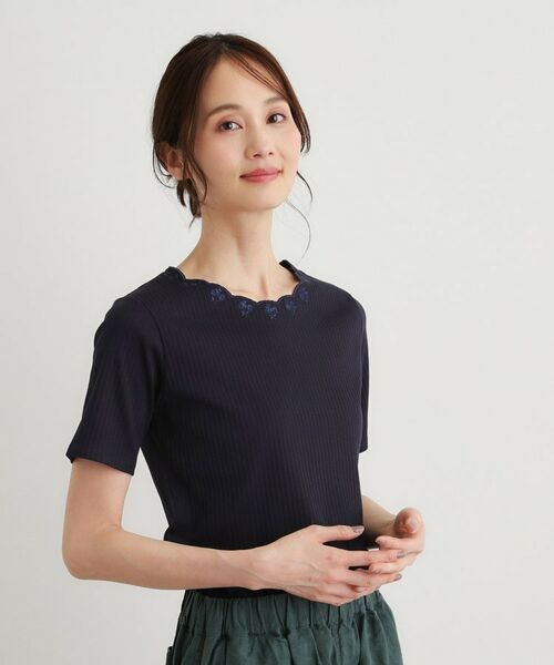 LAURA ASHLEY / ローラ アシュレイ カットソー | 【日本製／コットン100％】スカラップ刺繍カットソー | 詳細13