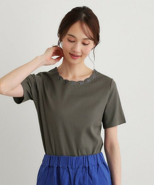 LAURA ASHLEY / ローラ アシュレイ カットソー | 【日本製／コットン100％】スカラップ刺繍カットソー | 詳細5