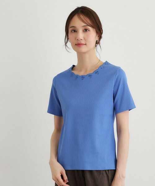 LAURA ASHLEY / ローラ アシュレイ カットソー | 【日本製／コットン100％】スカラップ刺繍カットソー | 詳細9