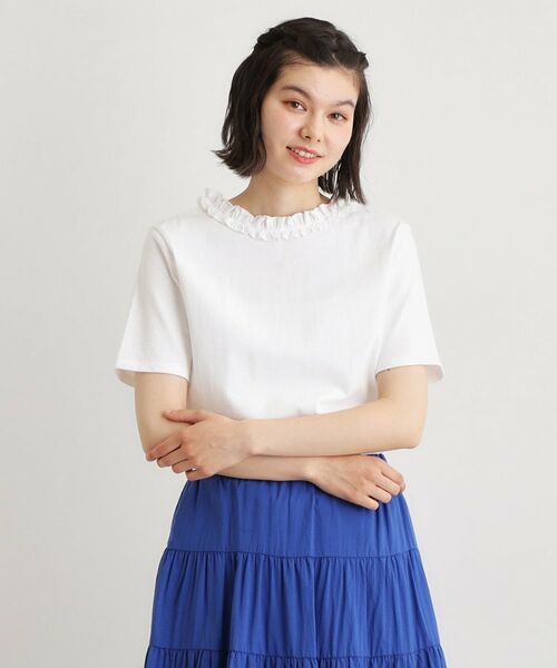 LAURA ASHLEY / ローラ アシュレイ カットソー | 【前後2WAY／洗える／コットン100％／日本製／定番人気！】フリルネックカットソー（オフホワイト(003)）