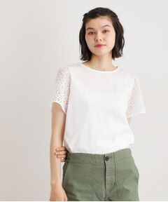 LAURA ASHLEY / ローラ アシュレイ カットソー | 【洗える／コットン100％／日本製】レーススリーブカットソー