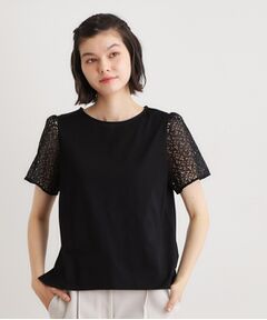 LAURA ASHLEY / ローラ アシュレイ カットソー | 【洗える／コットン100％／日本製】レーススリーブカットソー