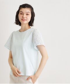 LAURA ASHLEY / ローラ アシュレイ カットソー | 【洗える／コットン100％／日本製】レーススリーブカットソー