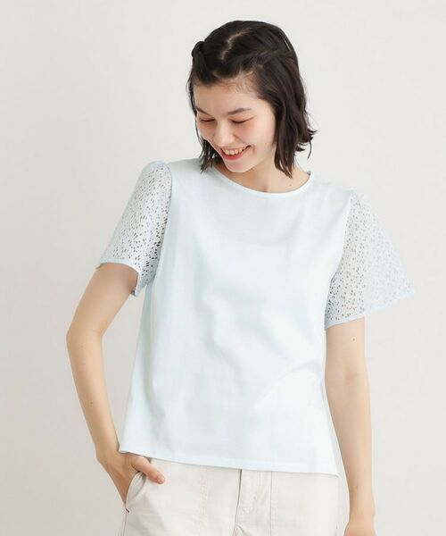 LAURA ASHLEY / ローラ アシュレイ カットソー | 【洗える／コットン100％／日本製】レーススリーブカットソー | 詳細9