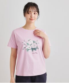 LAURA ASHLEY / ローラ アシュレイ Tシャツ | 【ギフトにおすすめ！5分袖／接触冷感／UVカット】エレンボロー ローズ柄Tシャツ