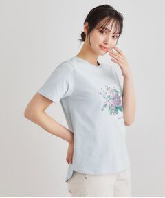 LAURA ASHLEY / ローラ アシュレイ Tシャツ | 【ギフトにおすすめ！5分袖／接触冷感／UVカット】エレンボロー ローズ柄Tシャツ