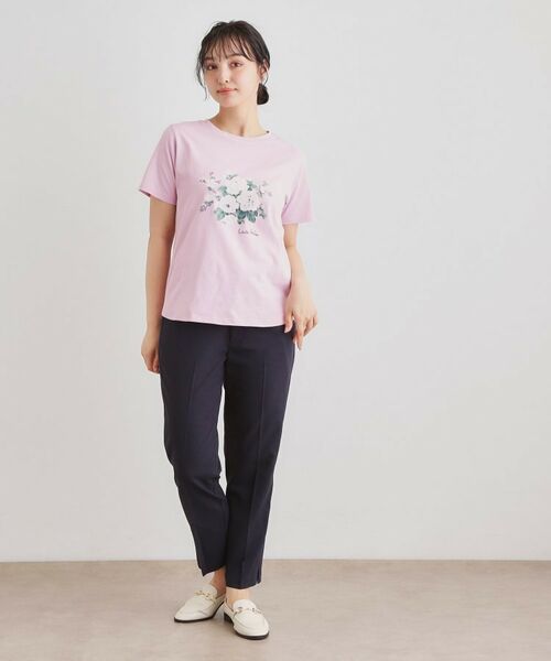 LAURA ASHLEY / ローラ アシュレイ Tシャツ | 【ギフトにおすすめ！5分袖／接触冷感／UVカット】エレンボロー ローズ柄Tシャツ | 詳細11