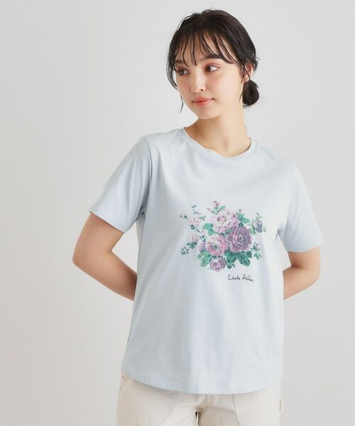 LAURA ASHLEY / ローラ アシュレイ Tシャツ | 【ギフトにおすすめ！5分袖／接触冷感／UVカット】エレンボロー ローズ柄Tシャツ | 詳細13