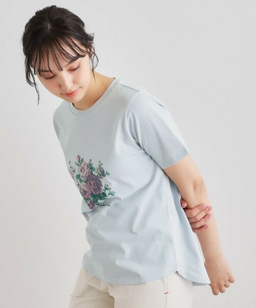LAURA ASHLEY / ローラ アシュレイ Tシャツ | 【ギフトにおすすめ！5分袖／接触冷感／UVカット】エレンボロー ローズ柄Tシャツ | 詳細14