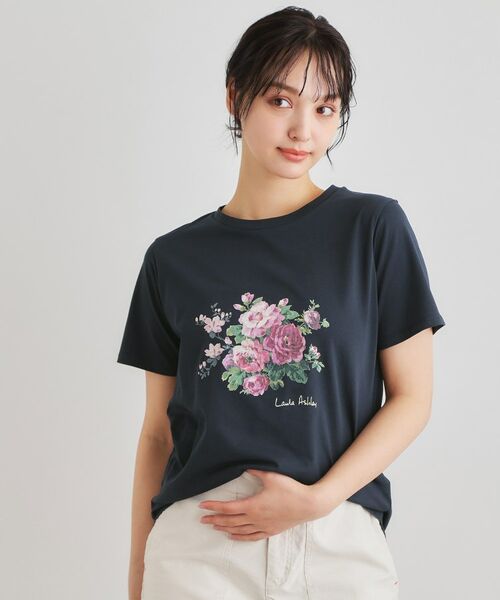 LAURA ASHLEY / ローラ アシュレイ Tシャツ | 【ギフトにおすすめ！5分袖／接触冷感／UVカット】エレンボロー ローズ柄Tシャツ | 詳細17