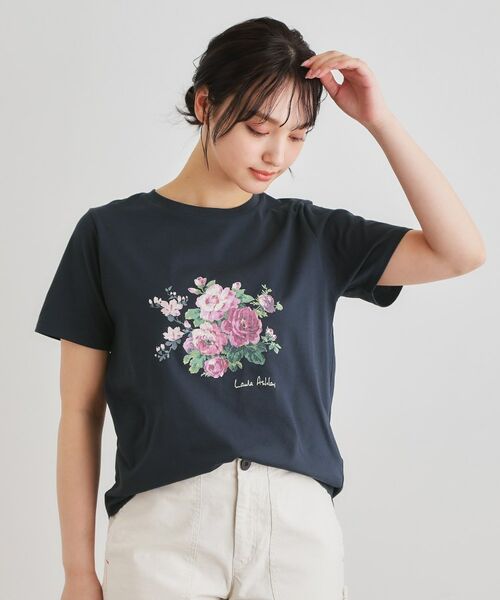 LAURA ASHLEY / ローラ アシュレイ Tシャツ | 【ギフトにおすすめ！5分袖／接触冷感／UVカット】エレンボロー ローズ柄Tシャツ | 詳細18