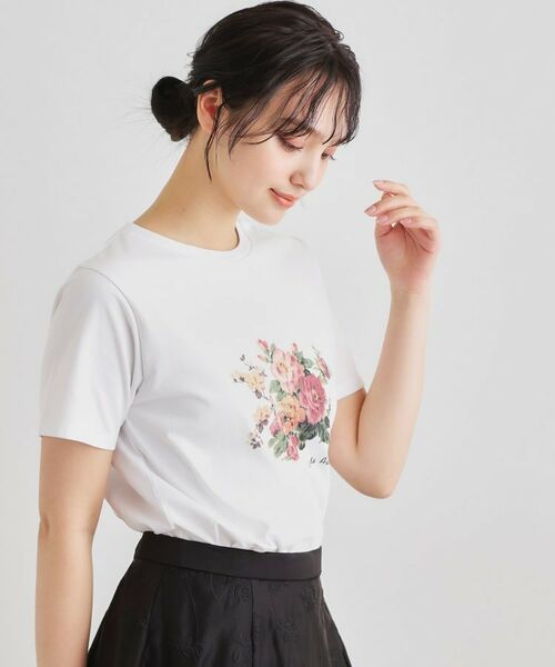 LAURA ASHLEY / ローラ アシュレイ Tシャツ | 【ギフトにおすすめ！5分袖／接触冷感／UVカット】エレンボロー ローズ柄Tシャツ | 詳細2