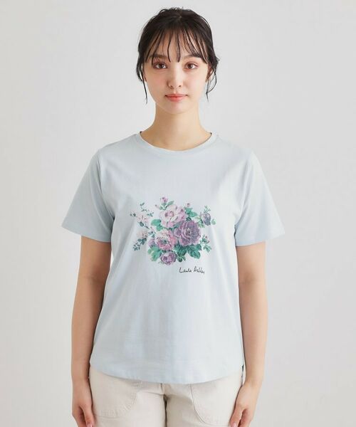 LAURA ASHLEY / ローラ アシュレイ Tシャツ | 【ギフトにおすすめ！5分袖／接触冷感／UVカット】エレンボロー ローズ柄Tシャツ | 詳細21