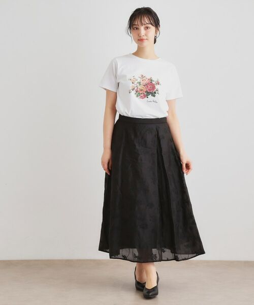 LAURA ASHLEY / ローラ アシュレイ Tシャツ | 【ギフトにおすすめ！5分袖／接触冷感／UVカット】エレンボロー ローズ柄Tシャツ | 詳細3
