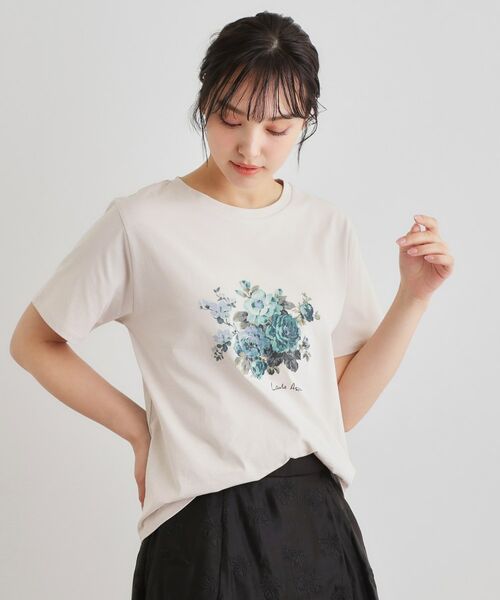 LAURA ASHLEY / ローラ アシュレイ Tシャツ | 【ギフトにおすすめ！5分袖／接触冷感／UVカット】エレンボロー ローズ柄Tシャツ | 詳細5