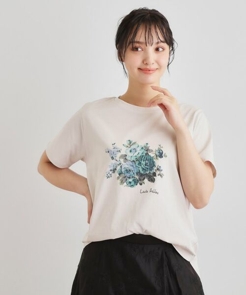 LAURA ASHLEY / ローラ アシュレイ Tシャツ | 【ギフトにおすすめ！5分袖／接触冷感／UVカット】エレンボロー ローズ柄Tシャツ | 詳細6