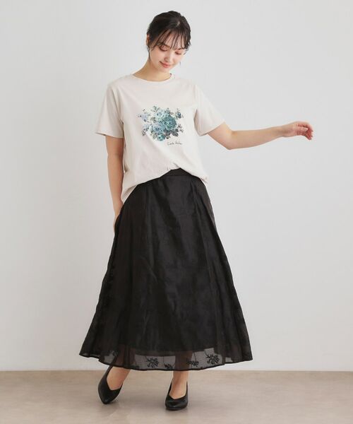 LAURA ASHLEY / ローラ アシュレイ Tシャツ | 【ギフトにおすすめ！5分袖／接触冷感／UVカット】エレンボロー ローズ柄Tシャツ | 詳細7