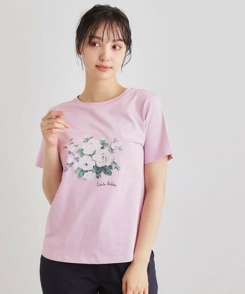 LAURA ASHLEY / ローラ アシュレイ Tシャツ | 【ギフトにおすすめ！5分袖／接触冷感／UVカット】エレンボロー ローズ柄Tシャツ | 詳細9