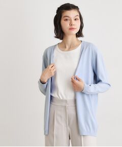 LAURA ASHLEY / ローラ アシュレイ カーディガン・ボレロ | 【羽織アイテム】前立て透かし編みミドルカーディガン