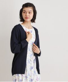 LAURA ASHLEY / ローラ アシュレイ カーディガン・ボレロ | 【羽織アイテム】前立て透かし編みミドルカーディガン