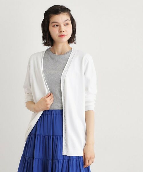 LAURA ASHLEY / ローラ アシュレイ カーディガン・ボレロ | 【羽織アイテム】前立て透かし編みミドルカーディガン | 詳細1