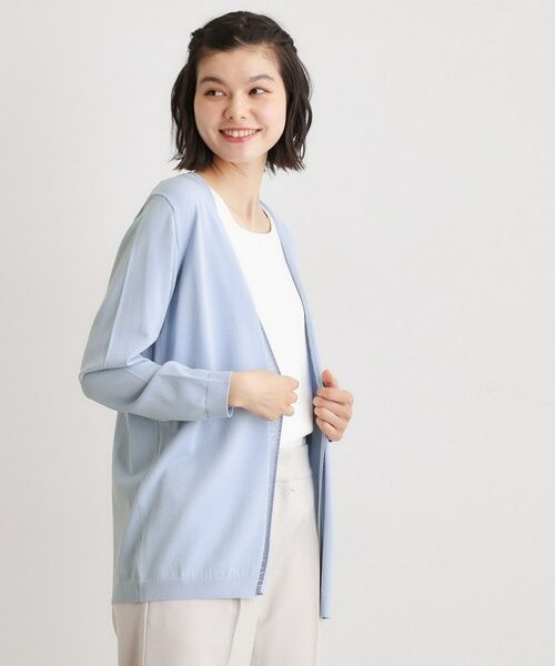 LAURA ASHLEY / ローラ アシュレイ カーディガン・ボレロ | 【羽織アイテム】前立て透かし編みミドルカーディガン | 詳細5