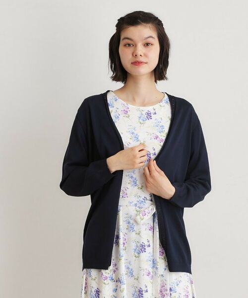 LAURA ASHLEY / ローラ アシュレイ カーディガン・ボレロ | 【羽織アイテム】前立て透かし編みミドルカーディガン | 詳細9