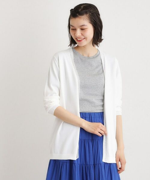 LAURA ASHLEY / ローラ アシュレイ カーディガン・ボレロ | 【羽織アイテム】前立て透かし編みミドルカーディガン（オフホワイト(003)）