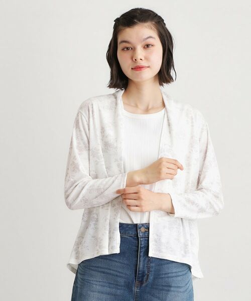 LAURA ASHLEY / ローラ アシュレイ カーディガン・ボレロ | 【冷房・日よけ対策におすすめ／ゆったりシルエット】ポリー柄 ジャージーカーディガン（ホワイト(101)）