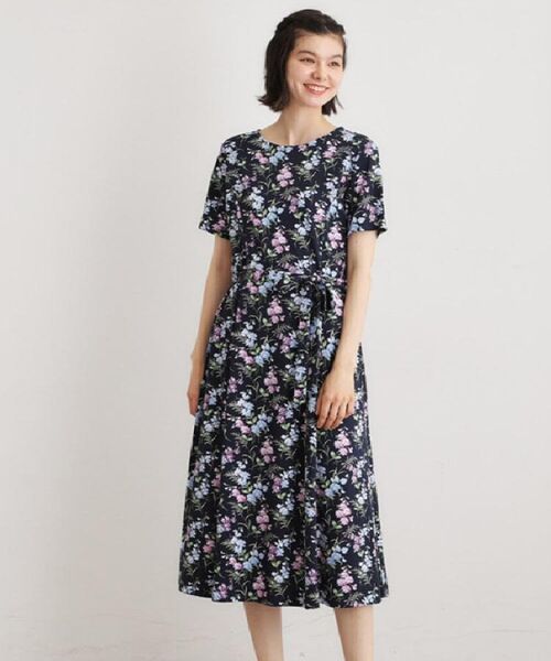 LAURA ASHLEY / ローラ アシュレイ ミニ丈・ひざ丈ワンピース | 【UVカット／接触冷感】ポリー柄 コットンジャージーワンピース | 詳細18