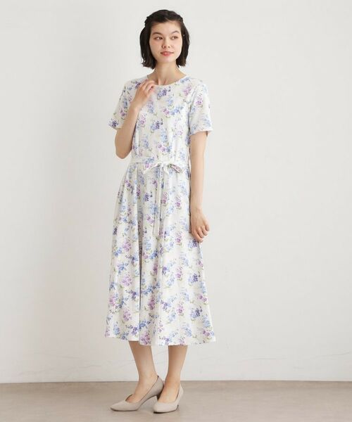 LAURA ASHLEY / ローラ アシュレイ ミニ丈・ひざ丈ワンピース | 【UVカット／接触冷感】ポリー柄 コットンジャージーワンピース | 詳細2