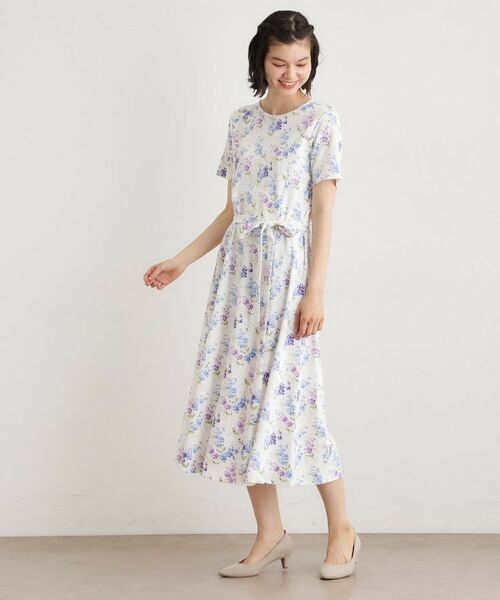 LAURA ASHLEY / ローラ アシュレイ ミニ丈・ひざ丈ワンピース | 【UVカット／接触冷感】ポリー柄 コットンジャージーワンピース | 詳細3