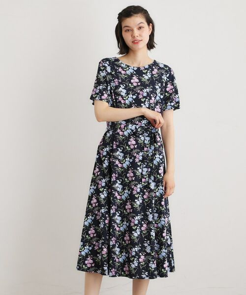 LAURA ASHLEY / ローラ アシュレイ ミニ丈・ひざ丈ワンピース | 【UVカット／接触冷感】ポリー柄 コットンジャージーワンピース | 詳細5