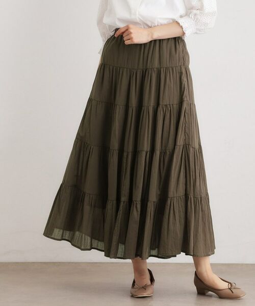 LAURA ASHLEY / ローラ アシュレイ ロング・マキシ丈スカート | 【ウエストゴム仕様／両脇ポケット】コットンボイル ティアードスカート | 詳細1